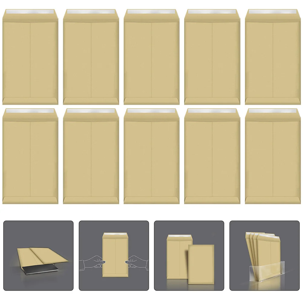 25Pcs Premium Kraft Paper Envelope Bags C4 Size Strong Adhesive Closure for Files Catalogs Magazines Brochures Office School