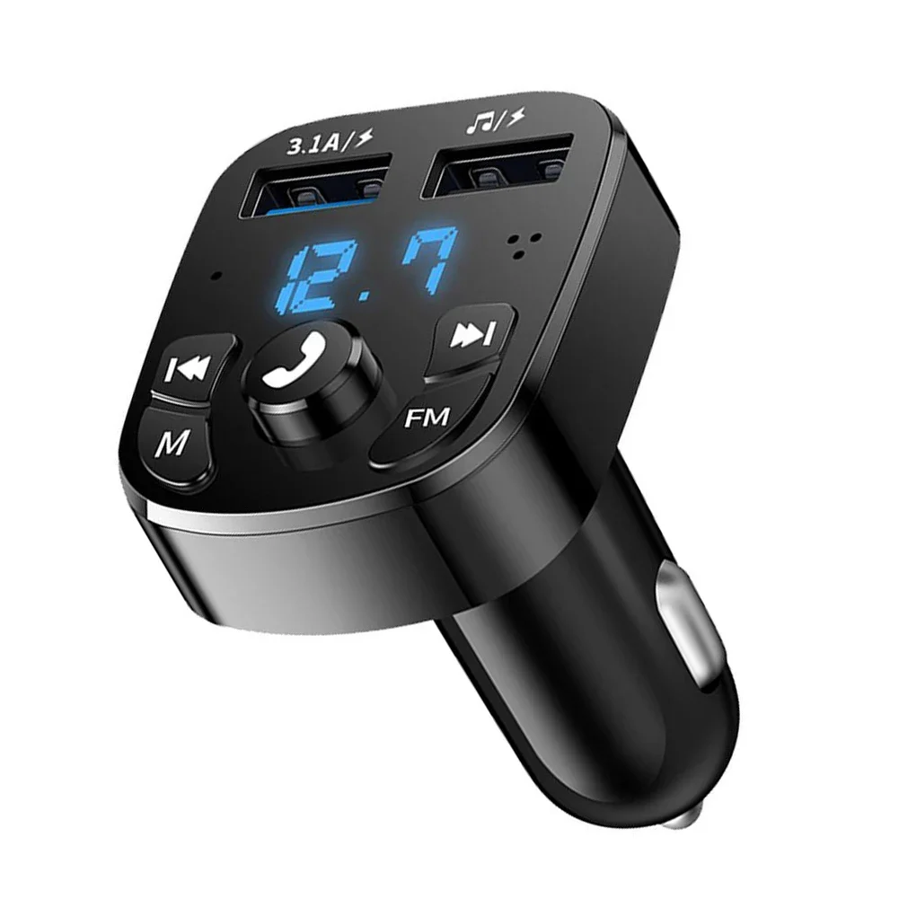 Car Hands-free Bluetooth-compaitable 5.0 FM Transmitter Car Kit MP3 Modulator Player Handsfree Audio Receiver 2 USB Fast Charger