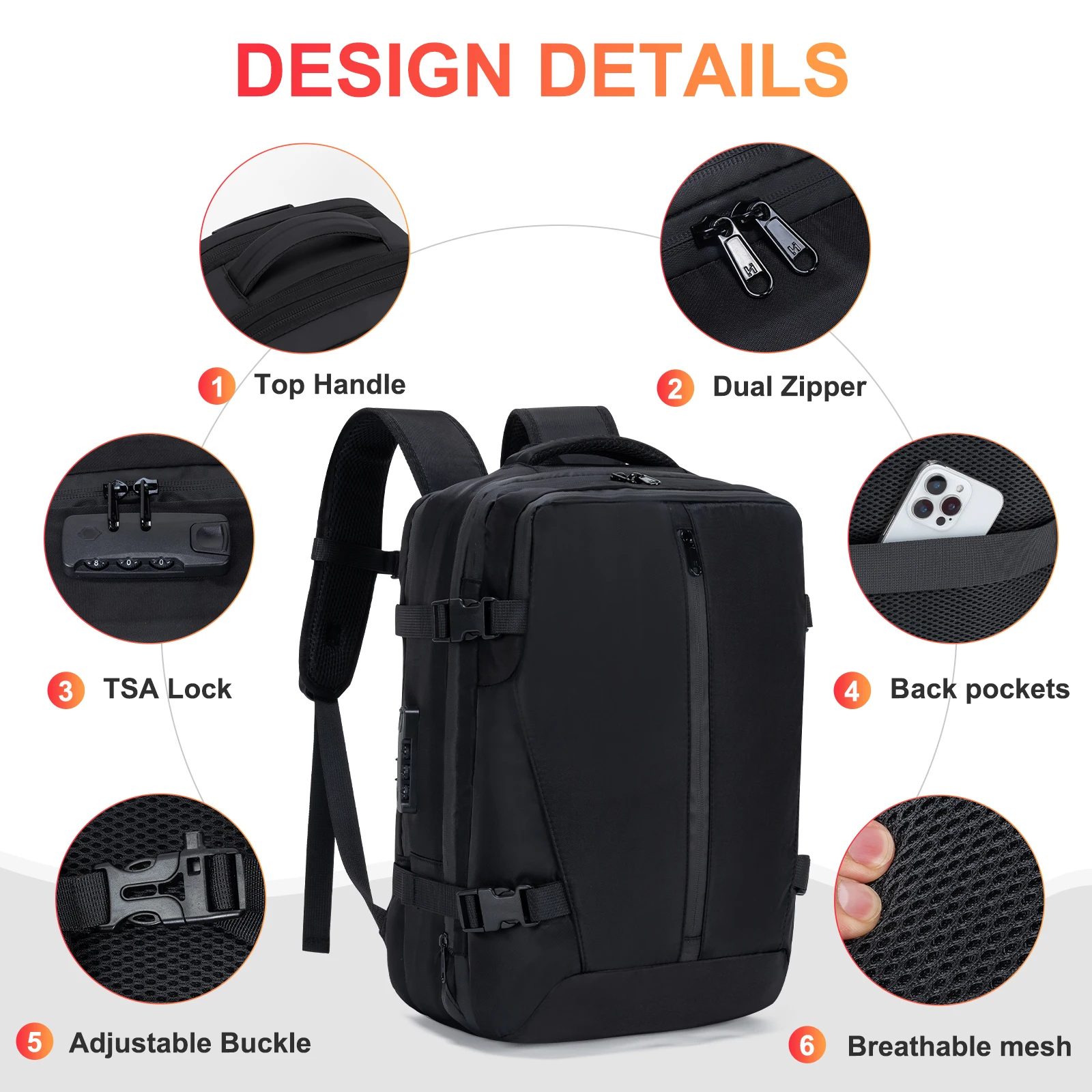 60L Vacuum Compression Travel Backpack Large Capacity Foldable Hiking Bag Multi-Functional Separator For Outdoor Travel Backpack