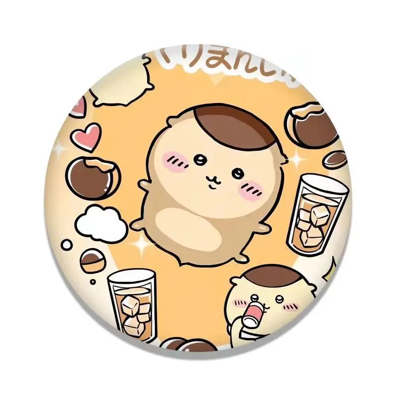JIYI Laser Badge 58mm Tinplate Button Pin Usagi Hachiware Momonga Kawaii Anime Bar Collectible Gift Cute Accessory New view 6