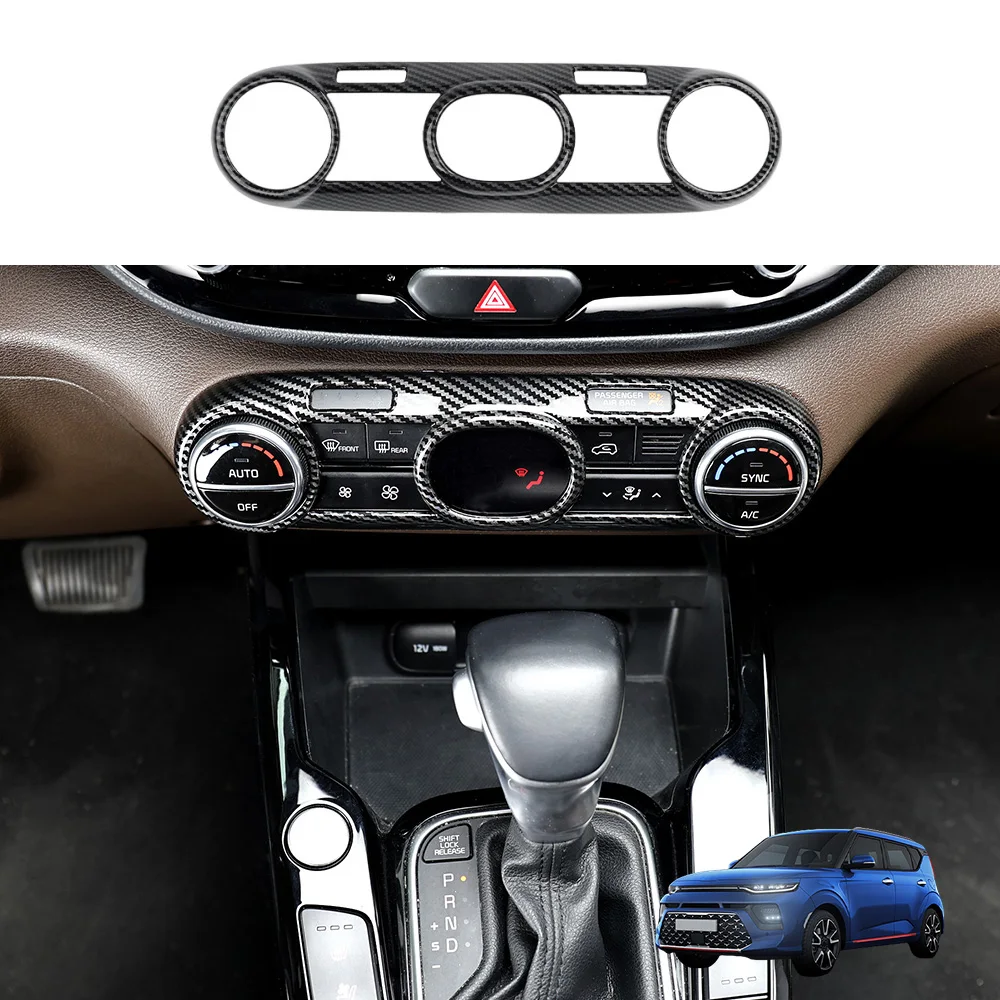 Per Kia Soul 2020-2025 Copertura del pulsante della finestra in fibra di carbonio Copertura del cambio dell'auto Console centrale Copertura dello sfiato superiore Scatola di immagazzinaggio LHD/RHD