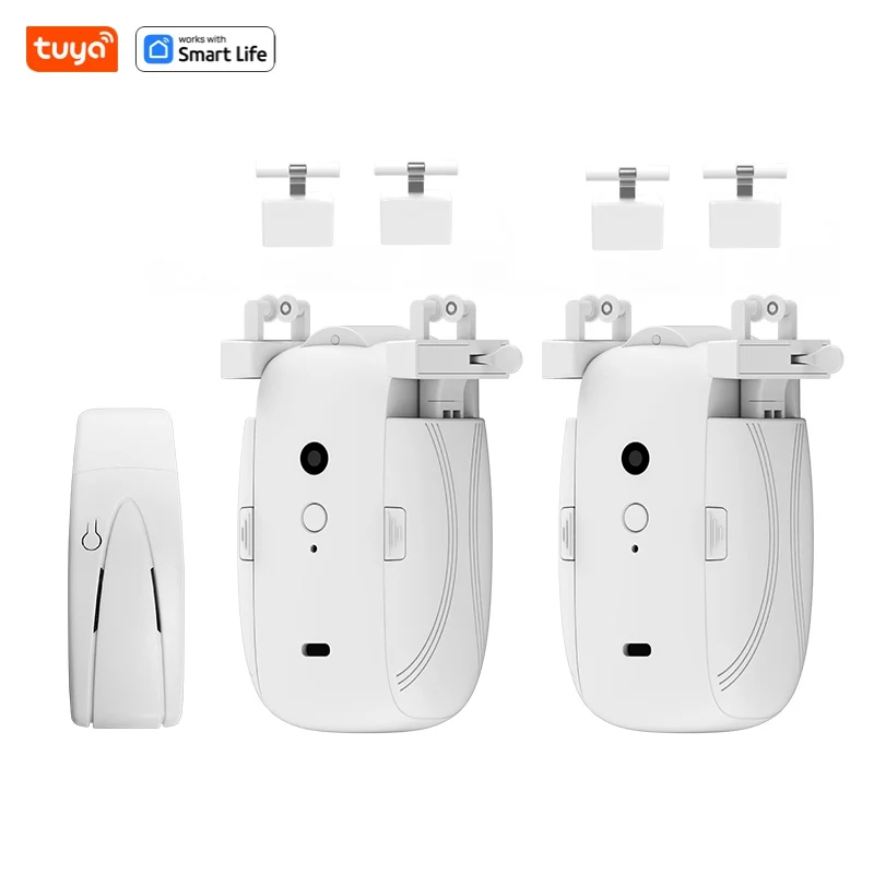 Tuya Smart Wi-Fi Curtain Robot, 2PCS T/U Track,Automatic Open Smart Electric Curtain Robot APP Voice Control Alexa Google Home