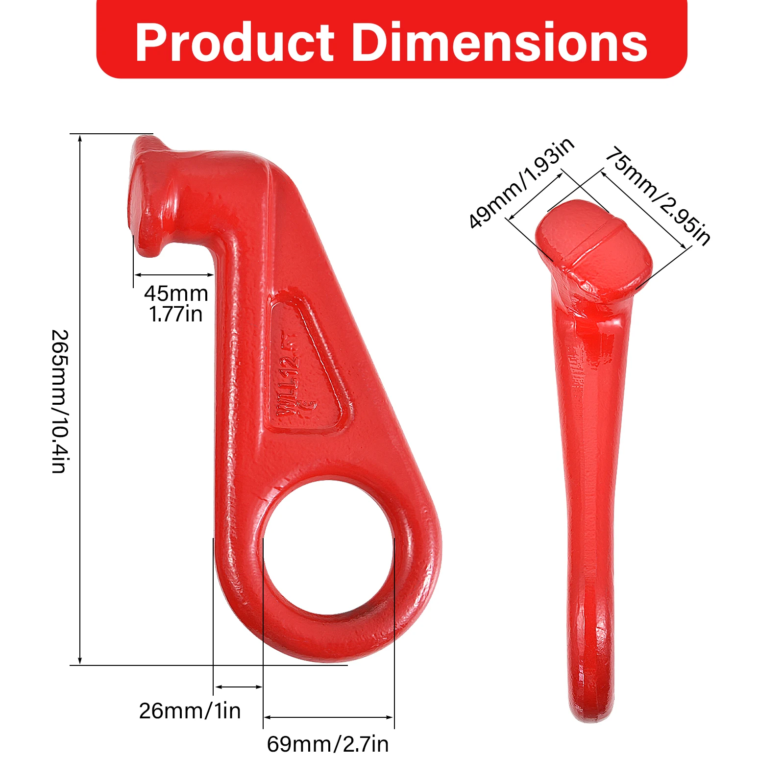 2-Pack Shipping Container Lifting Hooks, 12.5T Marine Container Hooks, Left and Right 45-Degree Alloy Steel Lifting Lugs for Cargo Transport and Storage