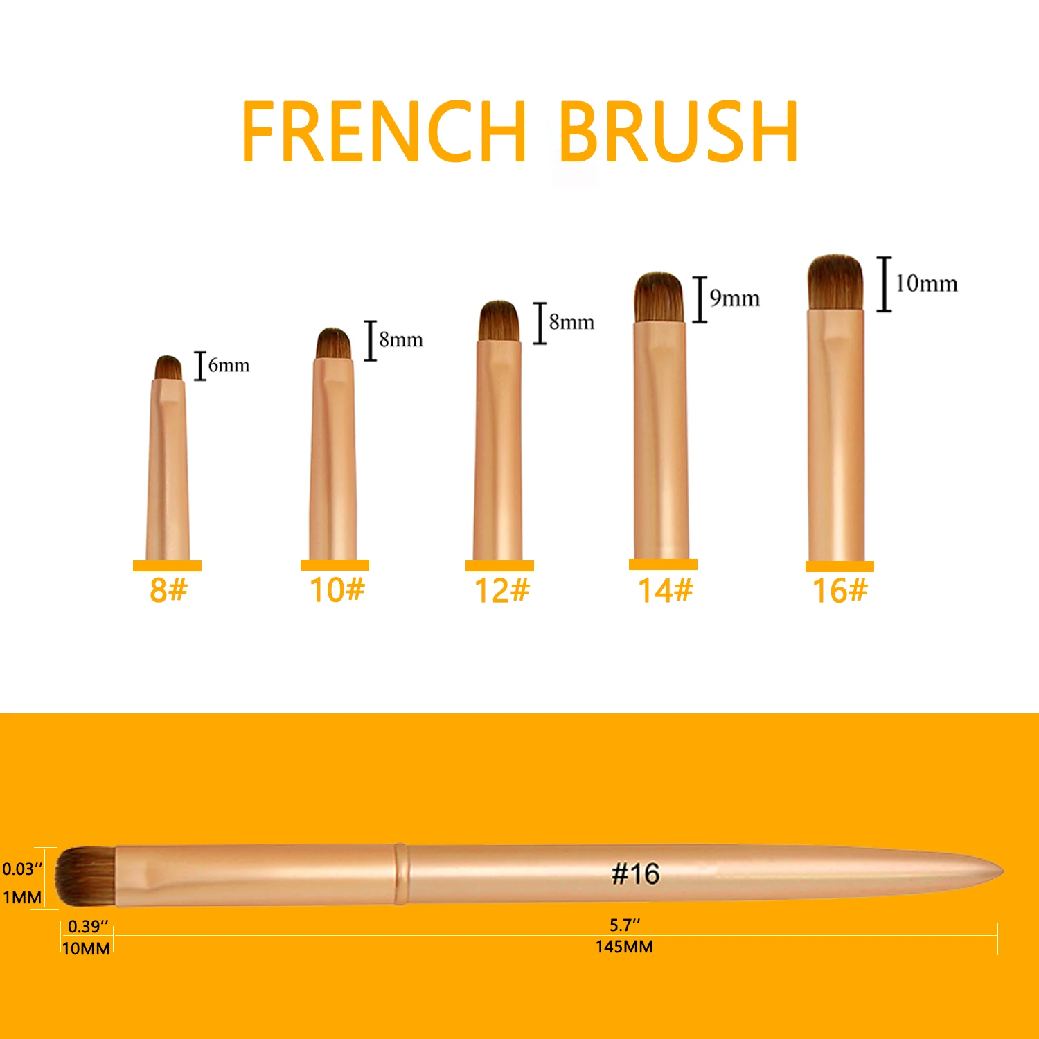 แปรงทำเล็บอะคริลิค Kolinsky สำหรับวาดลายเพชร ทาสีเจล ด้ามโลหะสีทองด้าน