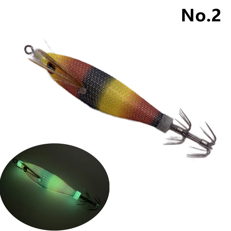 Luminous Wooden Shrimp Squid 6g/80mm EGI Jigging Lure Octopus Shrimp Cuttlefish Squid Fishing lure Bait Japan Hook