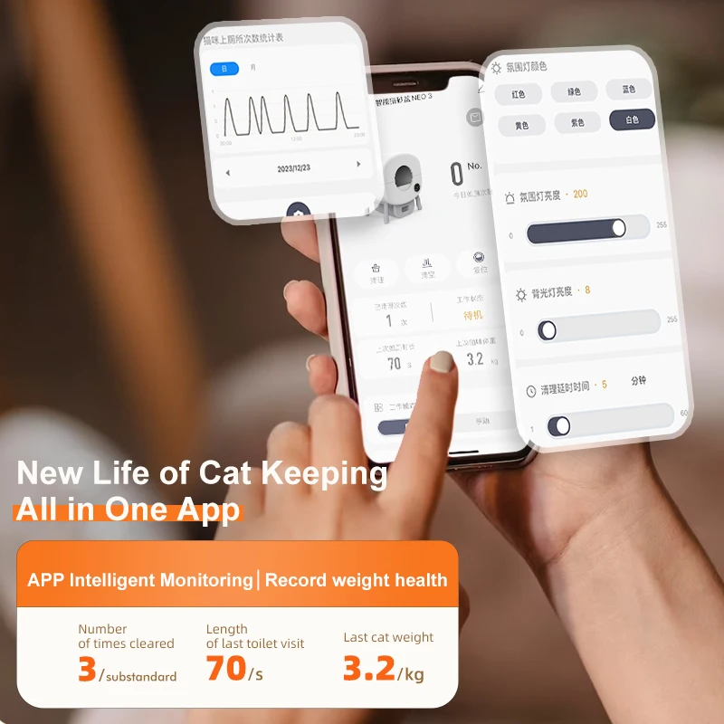 スマート自動猫用トイレ,ペット用インテリジェントクリーニング製品,アクセサリー付き