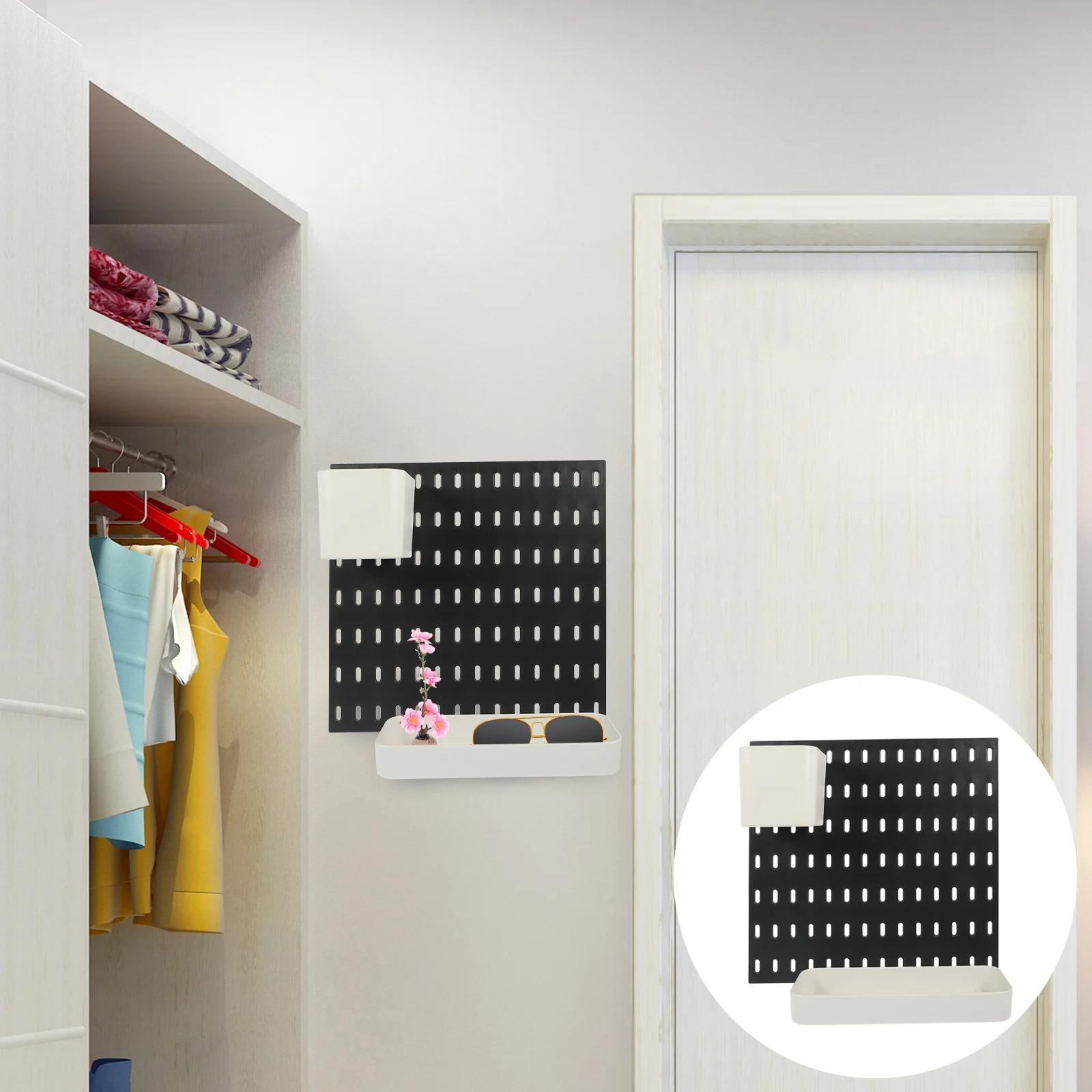 

1 set Pegboard Storage Rack Organizer For Home Office Garage Craft Room Wall Shelf Display Kit Pvc Pegboard Wall Organizer Kit