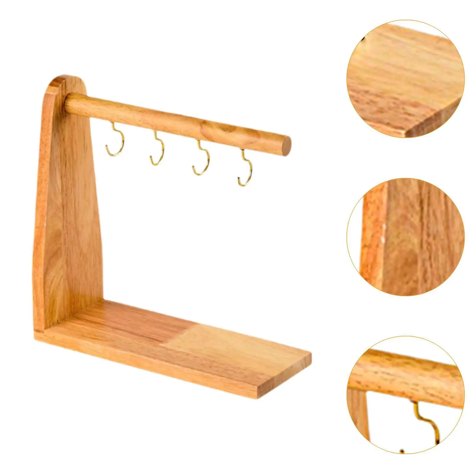 Hook Rack Tabletop Decor Multifunction with 4 Hooks Cooking Tools with Bottom Tray Compact Stable Serving Plate for Household
