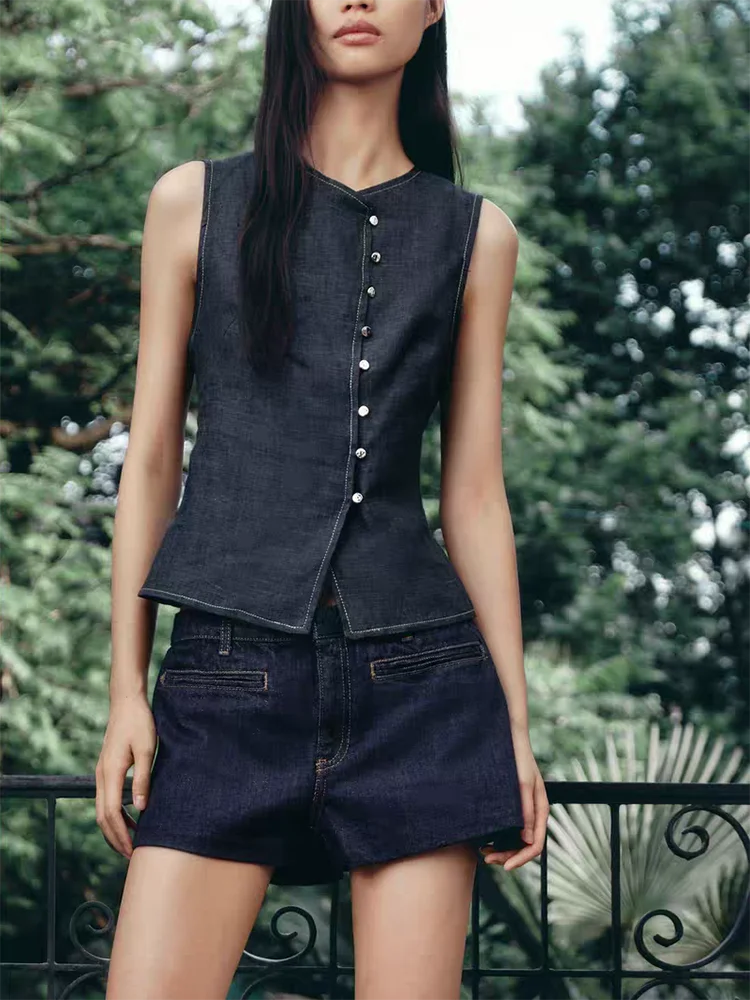 

Новый летний женский круглый жилет Ne с двойной застежкой Ele для похудения, модный китайский этнический сценический костюм