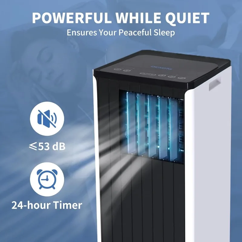 Portable Air Conditioner for Room up to 350 sq.ft,8,000 BTU A/C Unit with Dehumidifier and Cooling Fan,24-Hour Timer, Sleep Mode