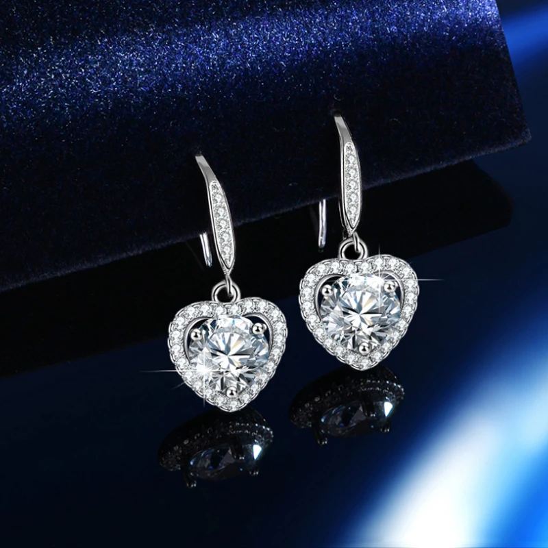 OYJR Silver Plated Sweet Heart Drop Earrings Women