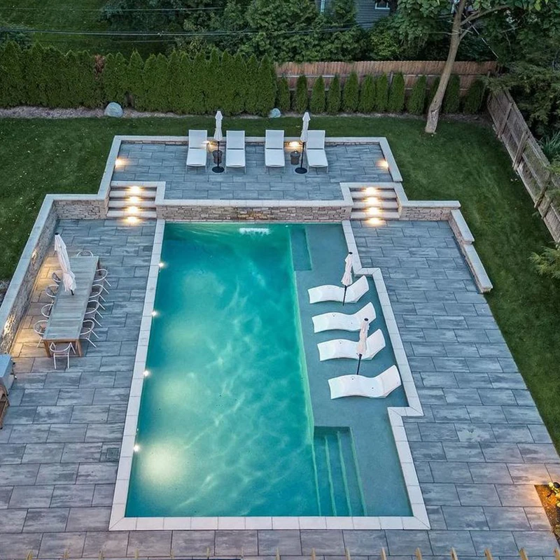 Customized 12 Meter Large Swimming Pool Spa jacuzzi Fiberglass Custom Waterfall Big Villa Garden Swimming Pool