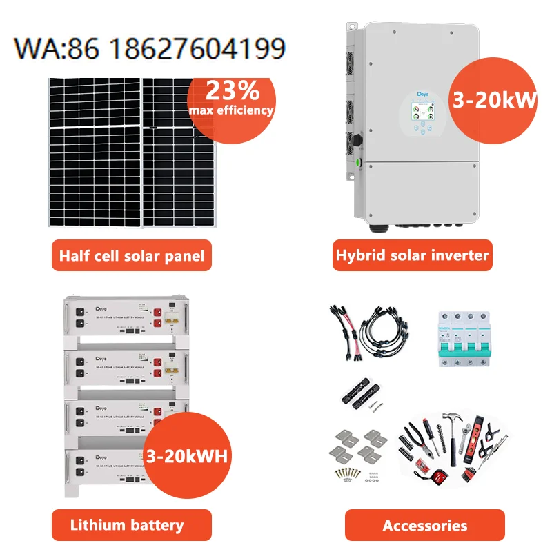 10KW Off Grid Solar Panel Kit, 5000W-10000W Complete System LiFePO4 Battery Inverter for Home