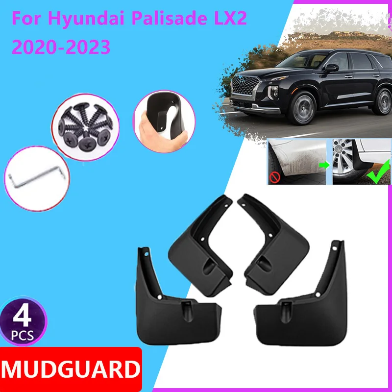 Car Fenders for Hyundai Palisade LX2 2020~2023 2021 2022 Rear Mudguards Splash Guard Covers Mud Flap Wheels Protector Accessorie