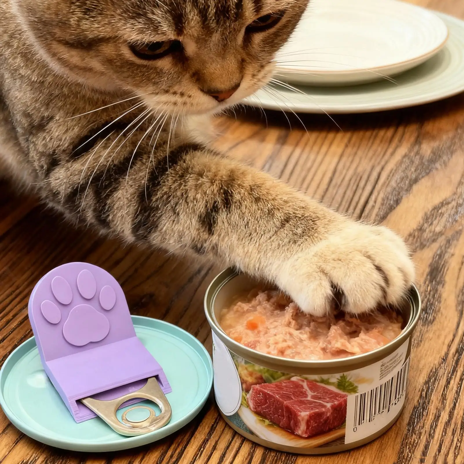 Cat Food Can Opener Reusable Effortless Cat Paw Pet Food Opening Non-Slip Cat Food Utensils For Daily Dry And Wet Food