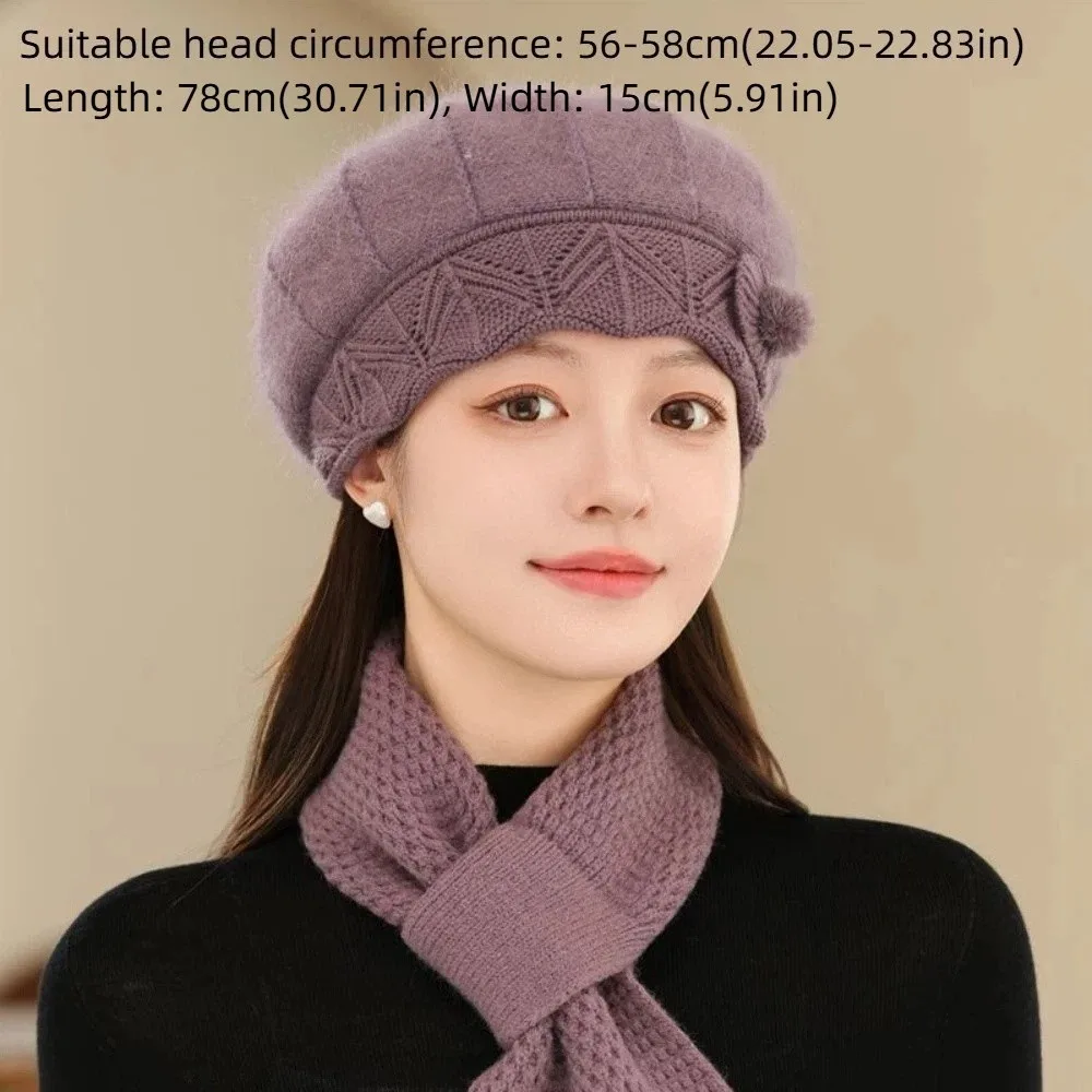 Sciarpa per cappello da mamma addensata casual Cappelli lavorati a maglia antivento e resistenti al freddo Sciarpa per cappello caldo in pelliccia di coniglio per climi freddi