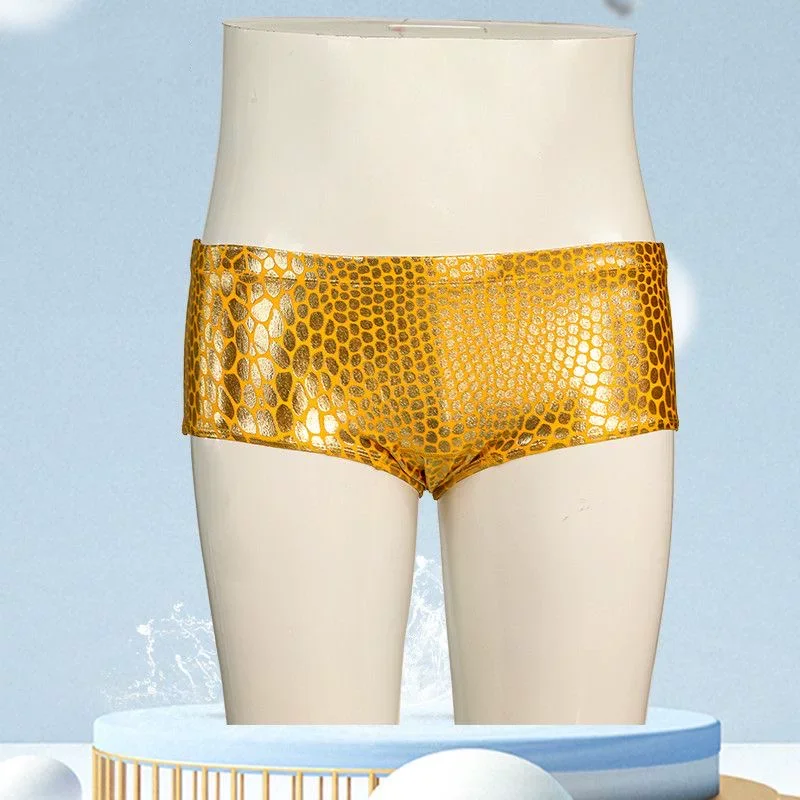 Men Holographic Snake Print Triangle Swim Briefs Quick Dry Professional Training Swimming Trunks U Convex Pouch Underpants