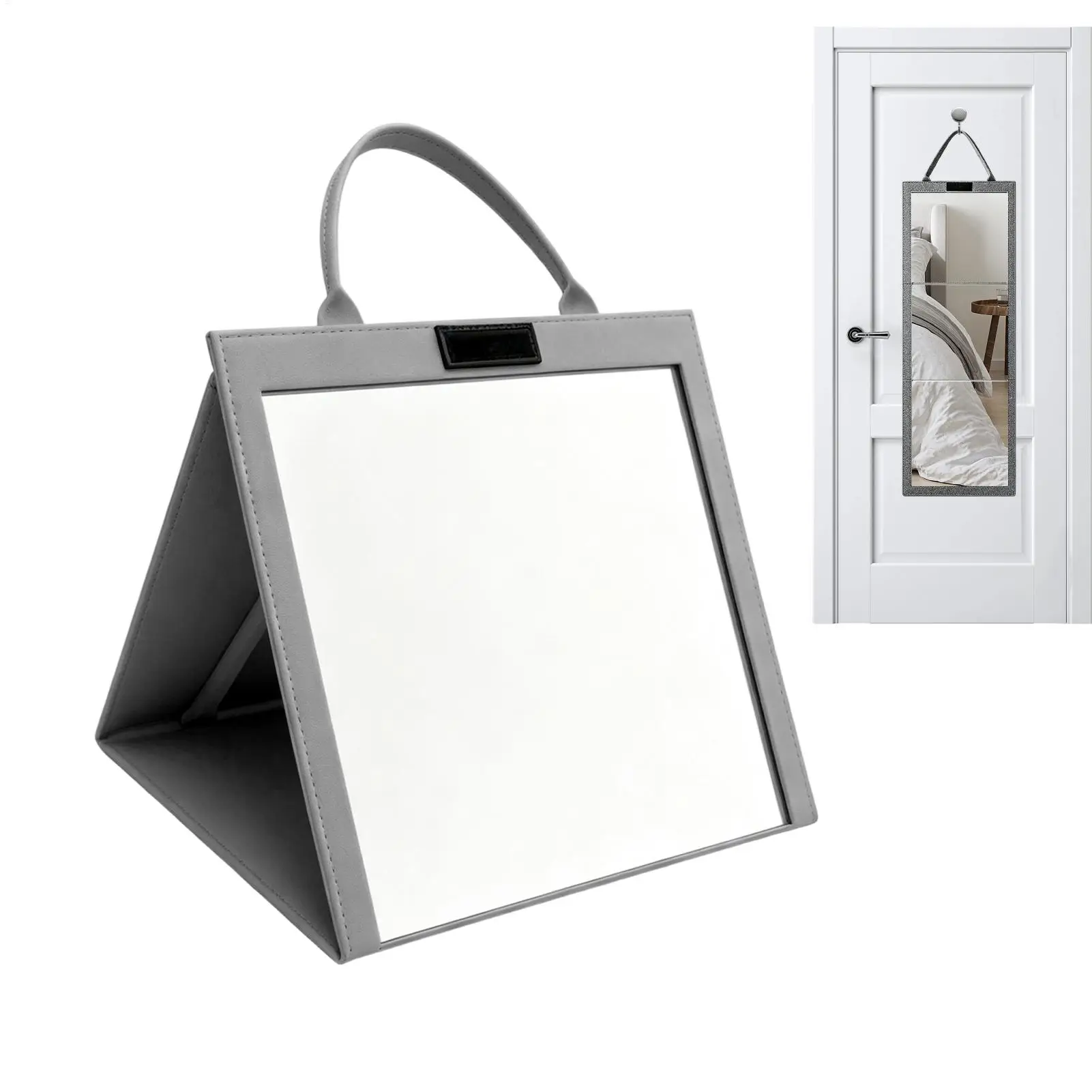 Portable Full Length Mirror With Handle 3 Way View Shatterproof Acrylic Tri-Fold Suspending Portable Mirror For Dancer Camping