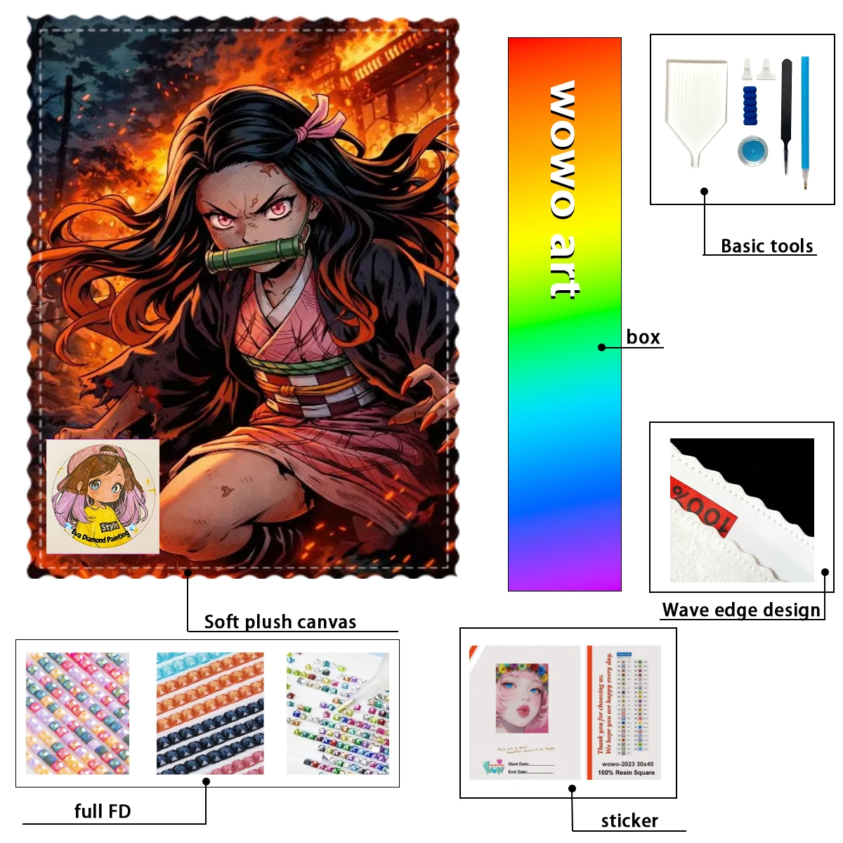 【eva Diamond Art】Anime 100% resin FD+ab+yg Diamond Stamping Kit Perfect Masterpiece worth Buying