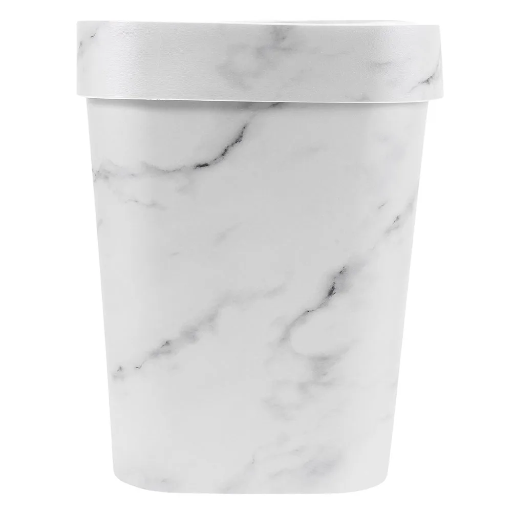 

Marble Design Trash Can with Press Ring Lid 10L Bathroom Waste Basket for Home Kitchen Office Space-Saving Odor-Proof Garbage