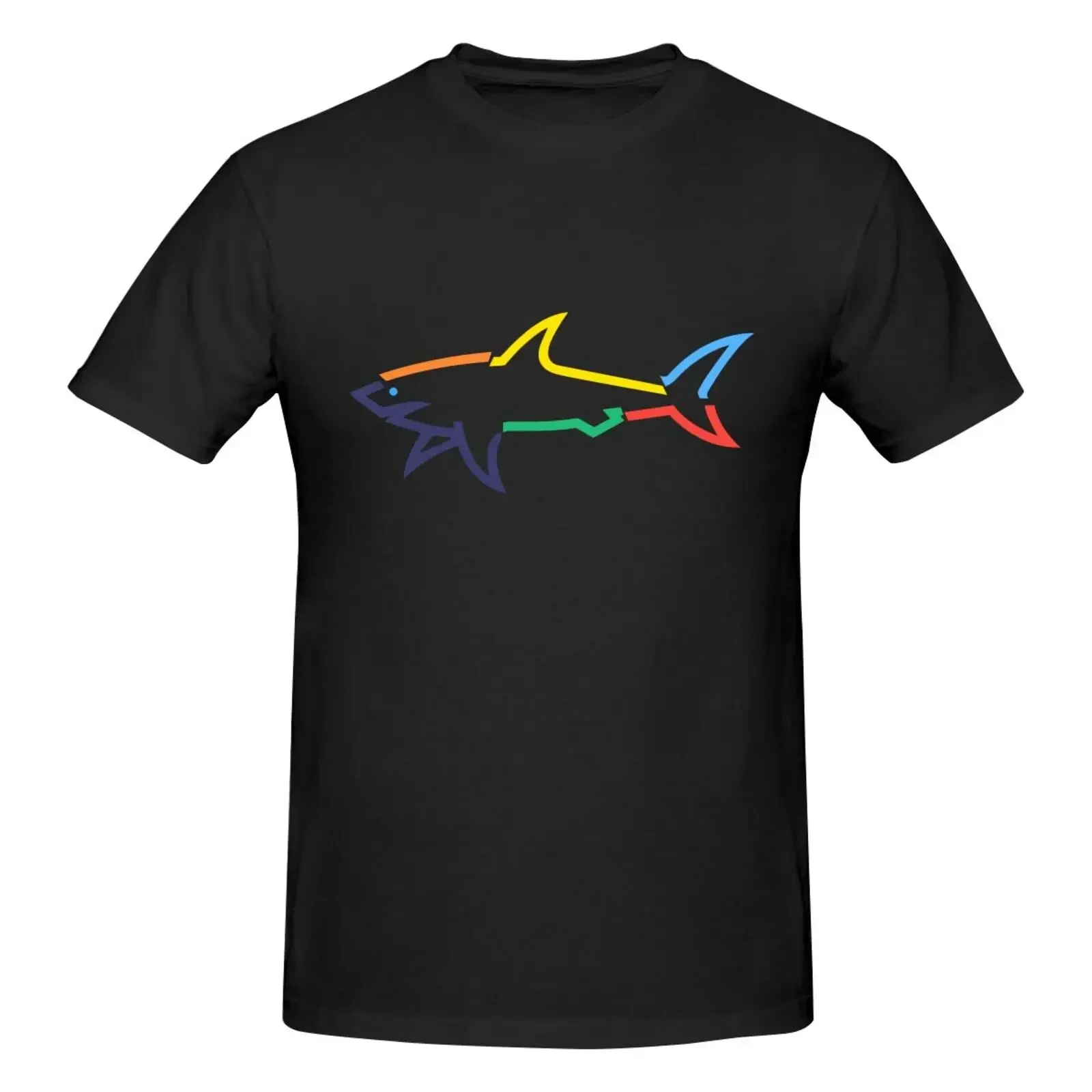 2024 New Color Shark Paul T-shirt Men\'s and Women\'s Basic Cotton T-shirt, Summer Round Neck Casual Men\'s T-shirt