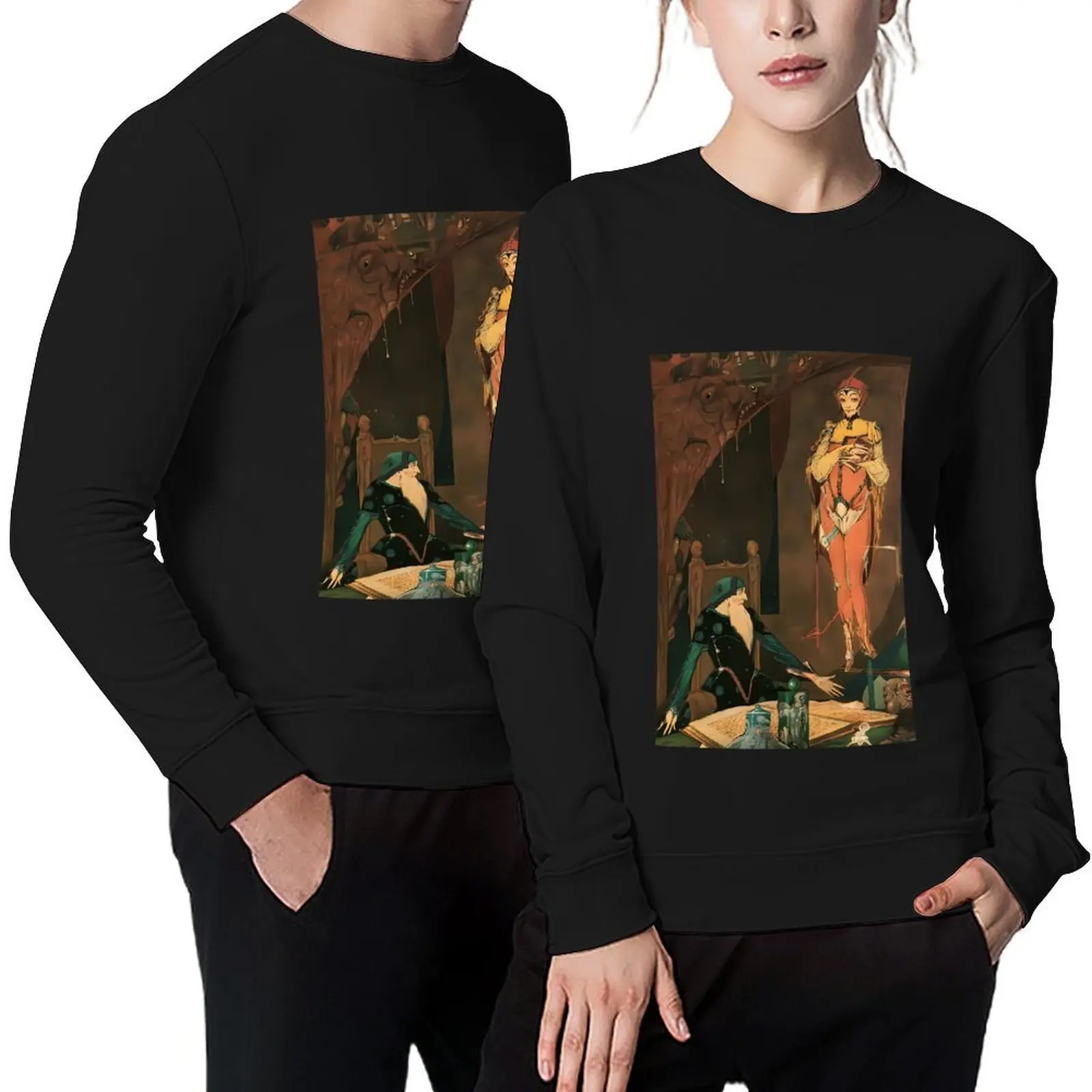 

faust and mephistophelese harry clarke Pullover tracksuits aesthetic clothing graphic t shirts men hooded sweatshirts