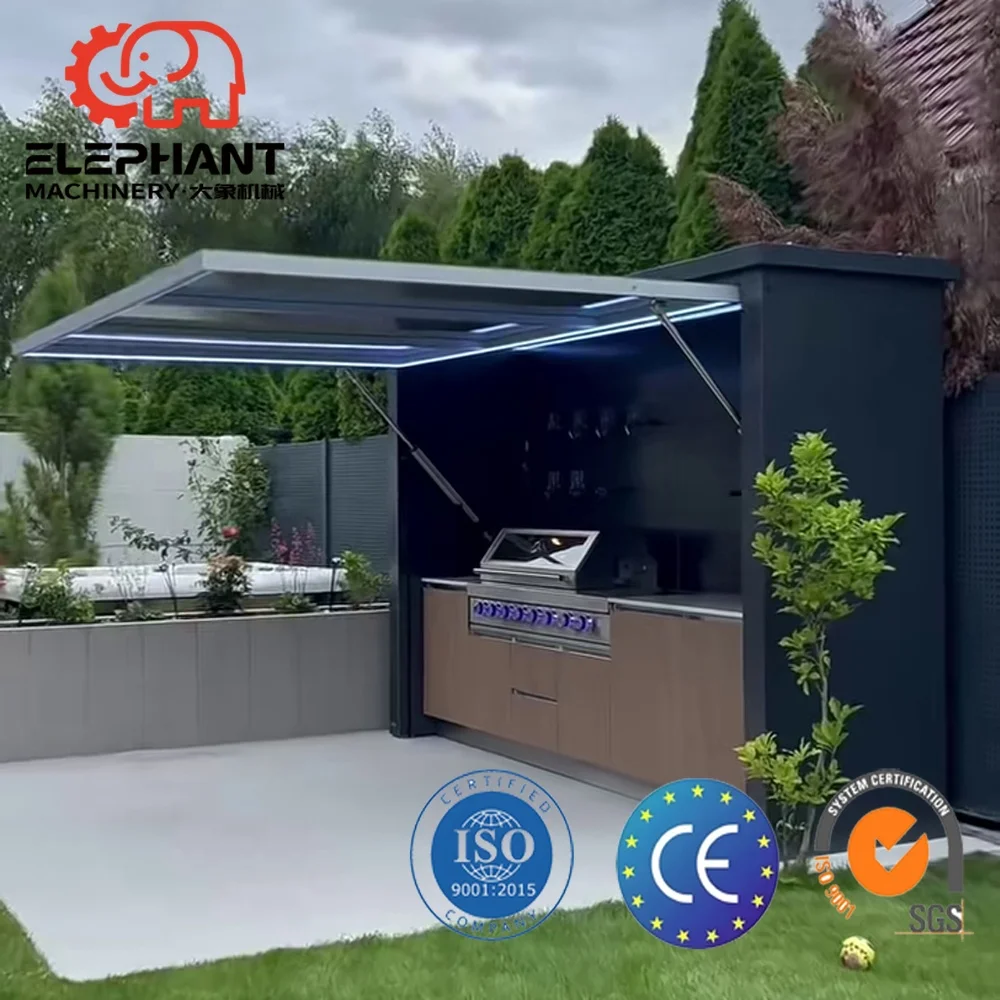 New Arrivals Customized Waterproof Eco-Friendly Modern Stainless Steel Outdoor Kitchen BBQ Grill Shed for Garden/Backyard 5-8