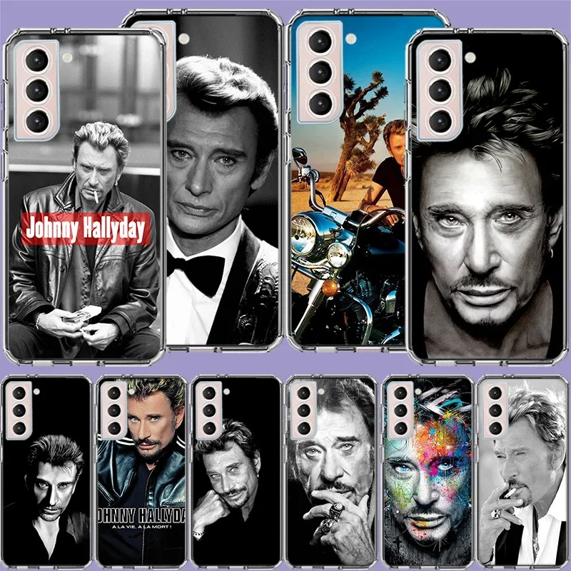 Johnny Hallyday Music Black Phone Case For Samsung Galaxy S24 S22 Ultra Capa S21 S23 FE S20 S10 S9 S8 Plus S10E S7 Edge Cover Sh