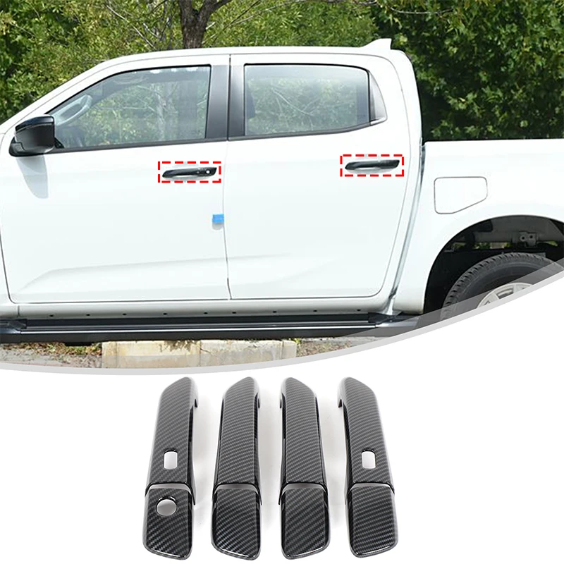 

For Mazda BT50 lsuzu D-MAX 2021+ ABS Carbon fiber Car styling Car Exterior Handle Cover Decorative Sticker Car accessories