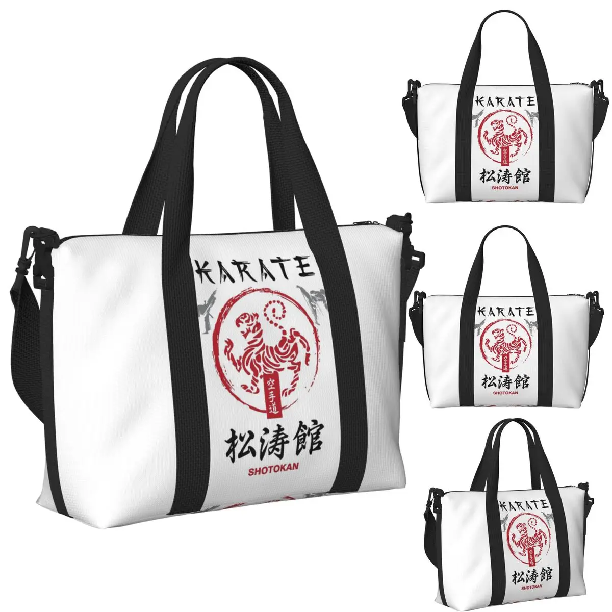 

Шотокан каратэ символ и кандзи белый текст пляжная дорожная сумка большая вместительная сумка для спортзала женская дорожная сумка для покупок