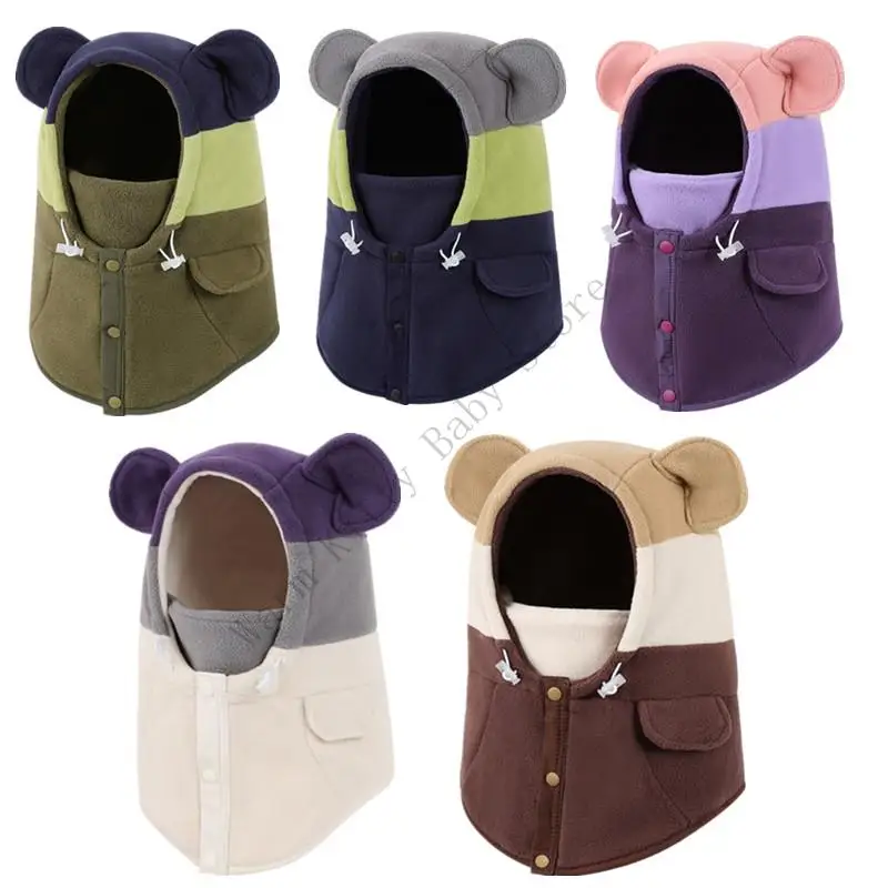 

Winter Baby Fleece Thermal Balaclava Hat Kids Adjustable Windproof Full Face Cycling Skiing Hat with Neck Warmer Face Cover 2-6T