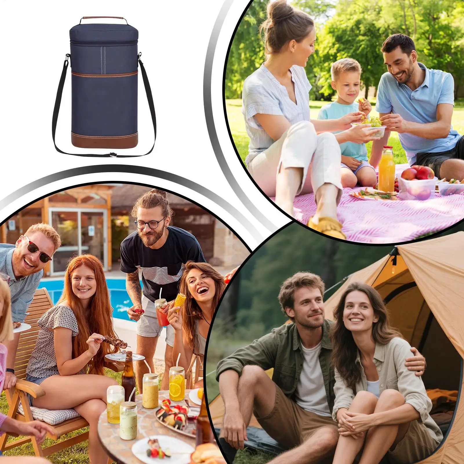 

Wine Cooler Bag Insulated Leakproof Carrier Tote Reusable Wine Carrying Case For Beach Traveling Work Lunches Trips Hiking