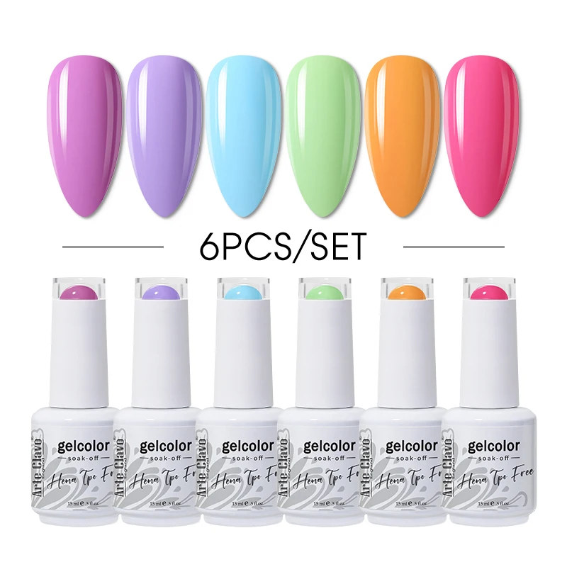 

Arte Clavo 15ml UV Gel Nail Polish 6pcs/Set Gel Varnishes Soak Off HEMA TPO FREE Gel Polish Gellak Hybrid LED Nails Art Manicure