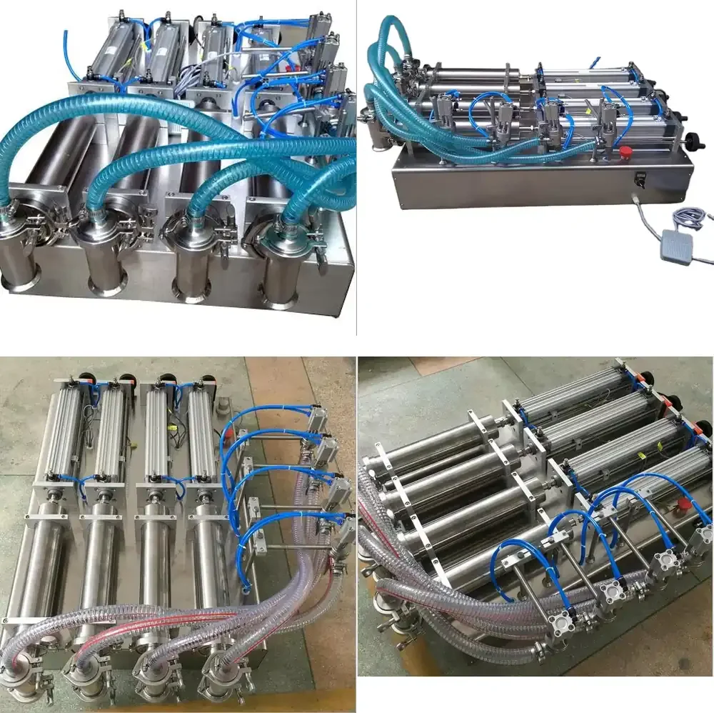 

Pneumatic 4 Heads Liquid Filling Machine for Sales Semi Auto Liquid Bottle Juice Water Filler Machine