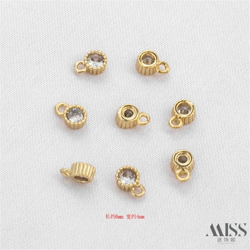 

14K Gold-inlaid Zircon Hemming Round Pendant DIY Accessories Charm Pendant Handmade Decorative Chain Jewelry Material