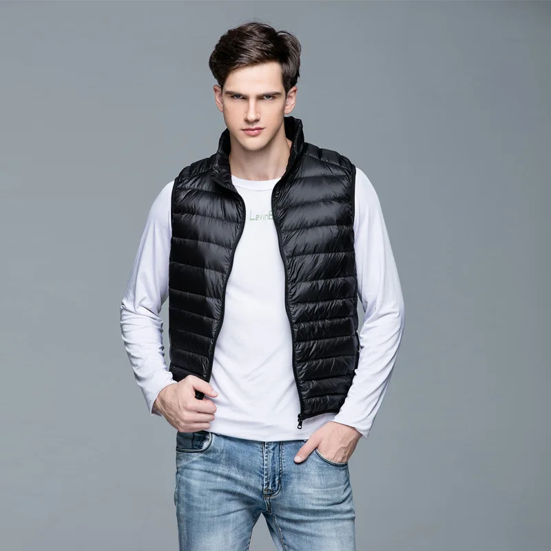 Autumn and Winter Men's 90% White Duck Down Vest Casual Lightweight Down Warm Solid Sleeveless Jacket Men's Portable Pocket Vest, image 9