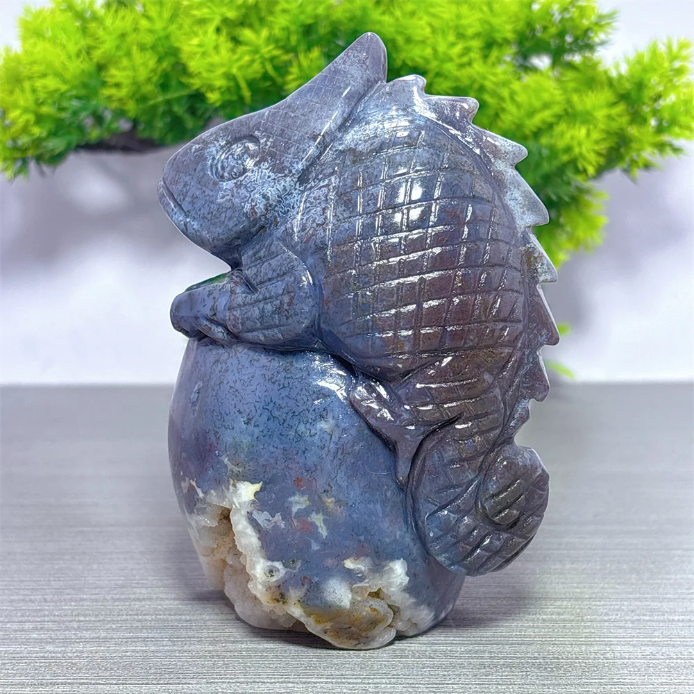 Purple Moss Agate Chameleon Natural Crystal Home Decoritems Room decor Luck Quartz Stone Garden Reiki Healing Energy Love Gifts