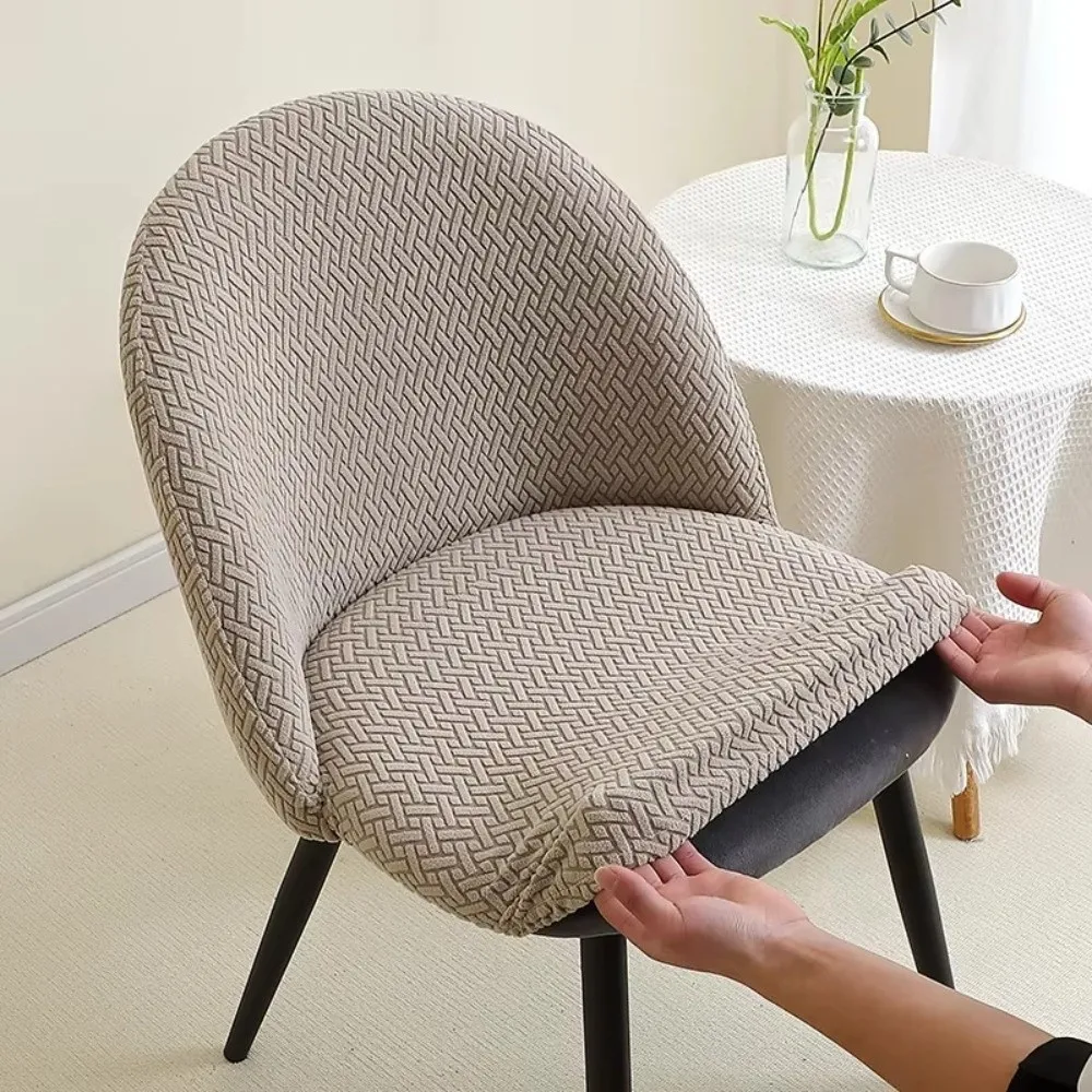 Elastic Dining Chair Cover Anti-slip Curved Duckbill Stool Slipcover Jacquard Dust-proof Integrated Seat Cover