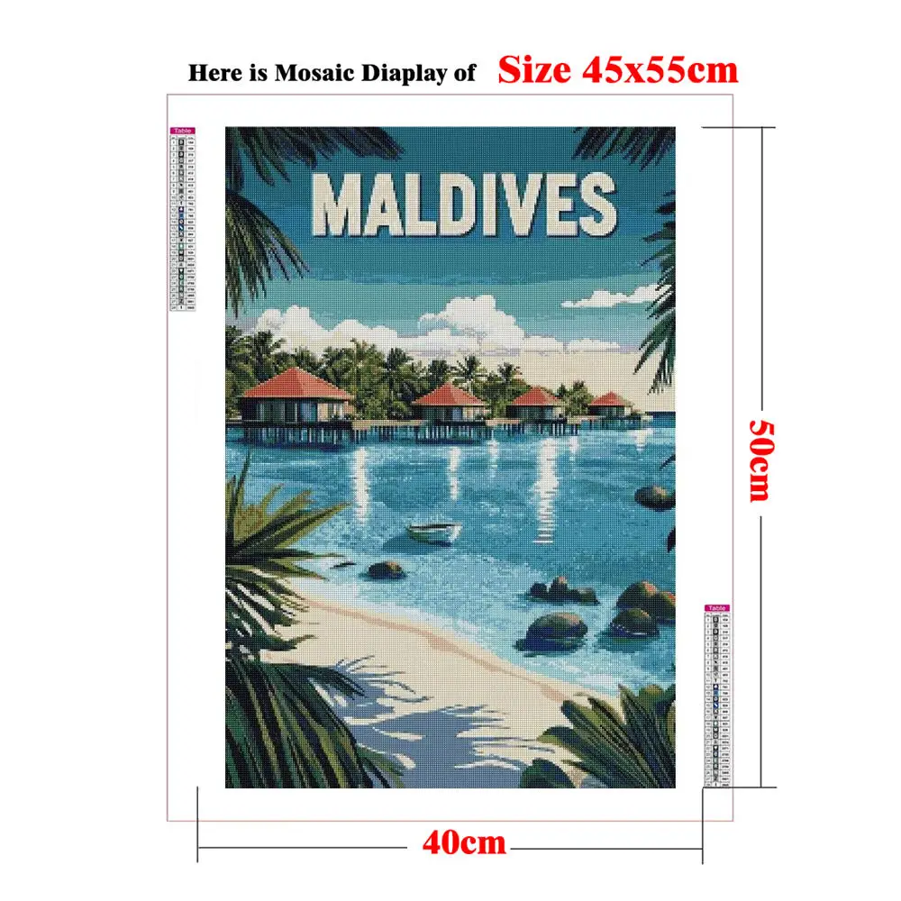 Costa Rica Nassau Maui Beach Island Landscape DIY Diamond Painting Kit Mexico Belize Saint Lucia Mosaic Rhinestone Embroidery
