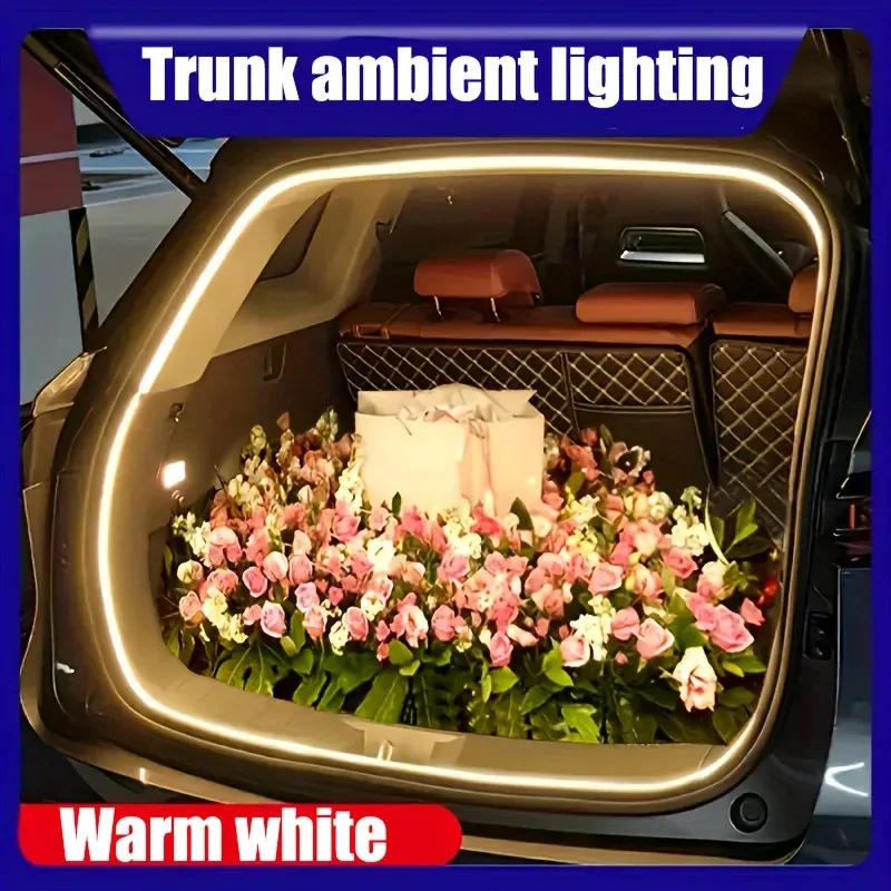Car LED Trunk Ambient Light High Brightness Wiring Free Automatic Sensing Tailgate Light Strip Interior Decoration Easy Install