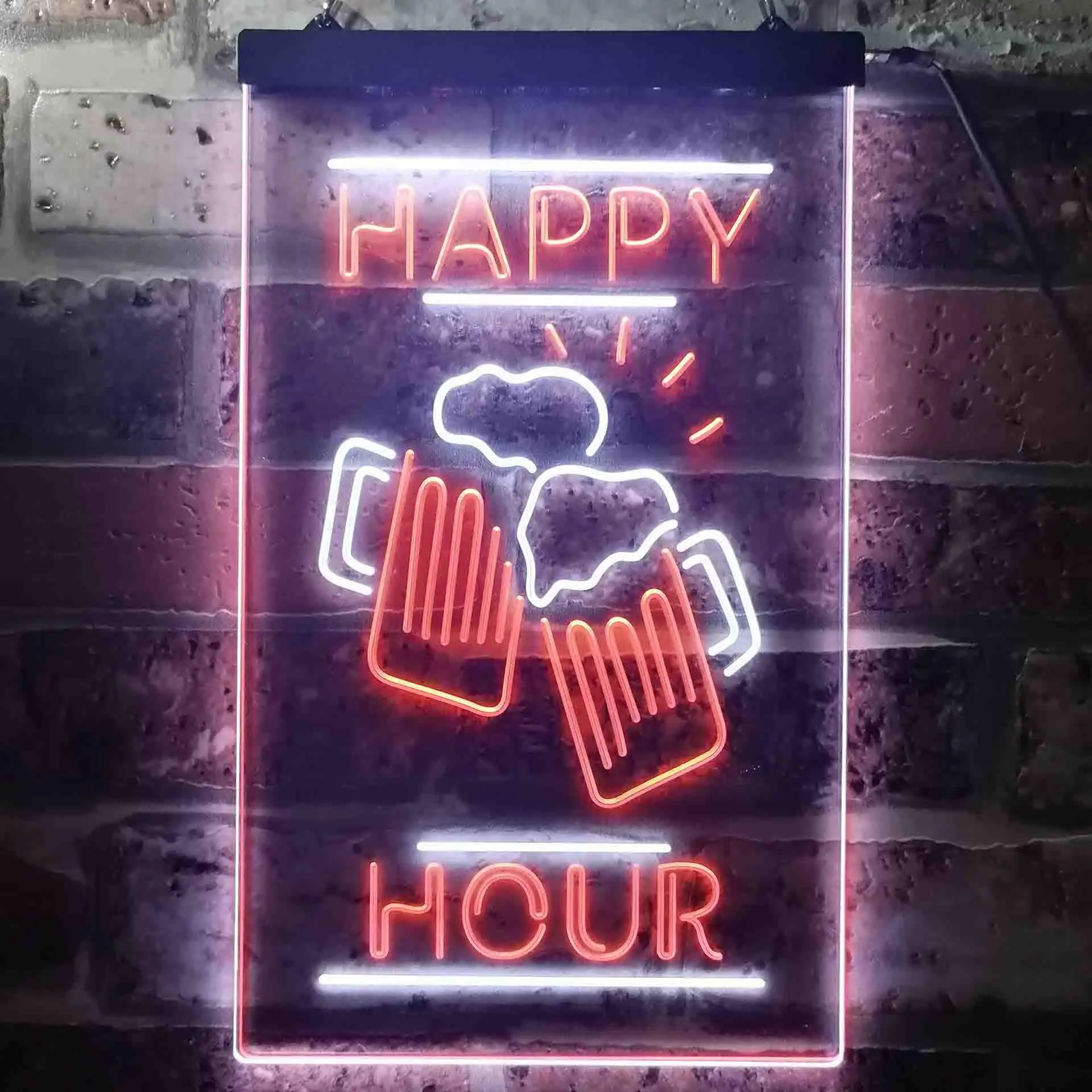 Happy Hour Cheers Beer Mugs Dual Color Led Neon Sign st6-i3550