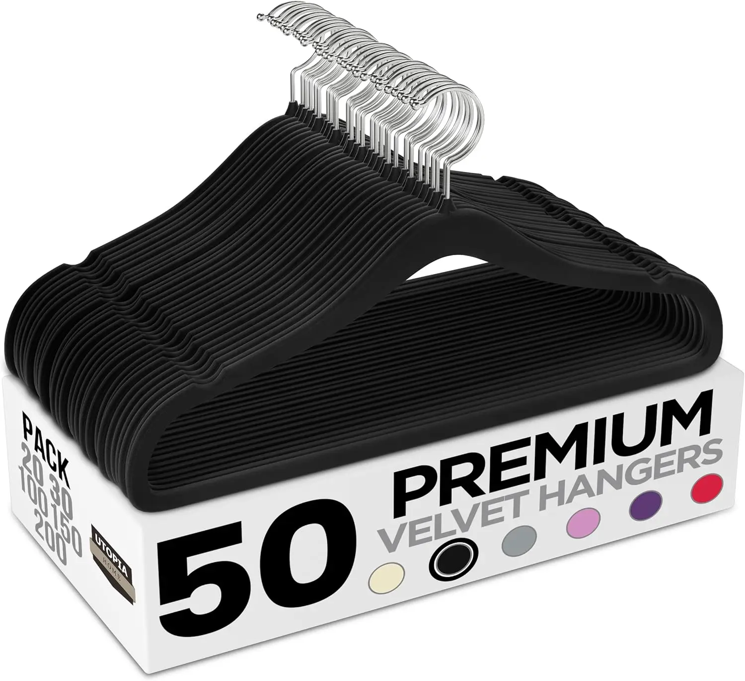 

50 роскошных велюровых вешалок с защитой от скольжения, с планкой для брюк и поворотным крючком – компактные черные вешалки для одежды