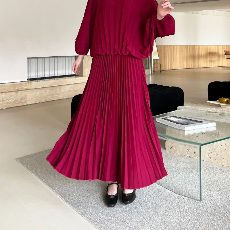 مياكي المحدودة الجديدة النساء بلايز تي شيرت تنوعا عادية ثنيات لينة مطوي نصف تنورة تمتد أنيقة مناسبة رسمية الملابس