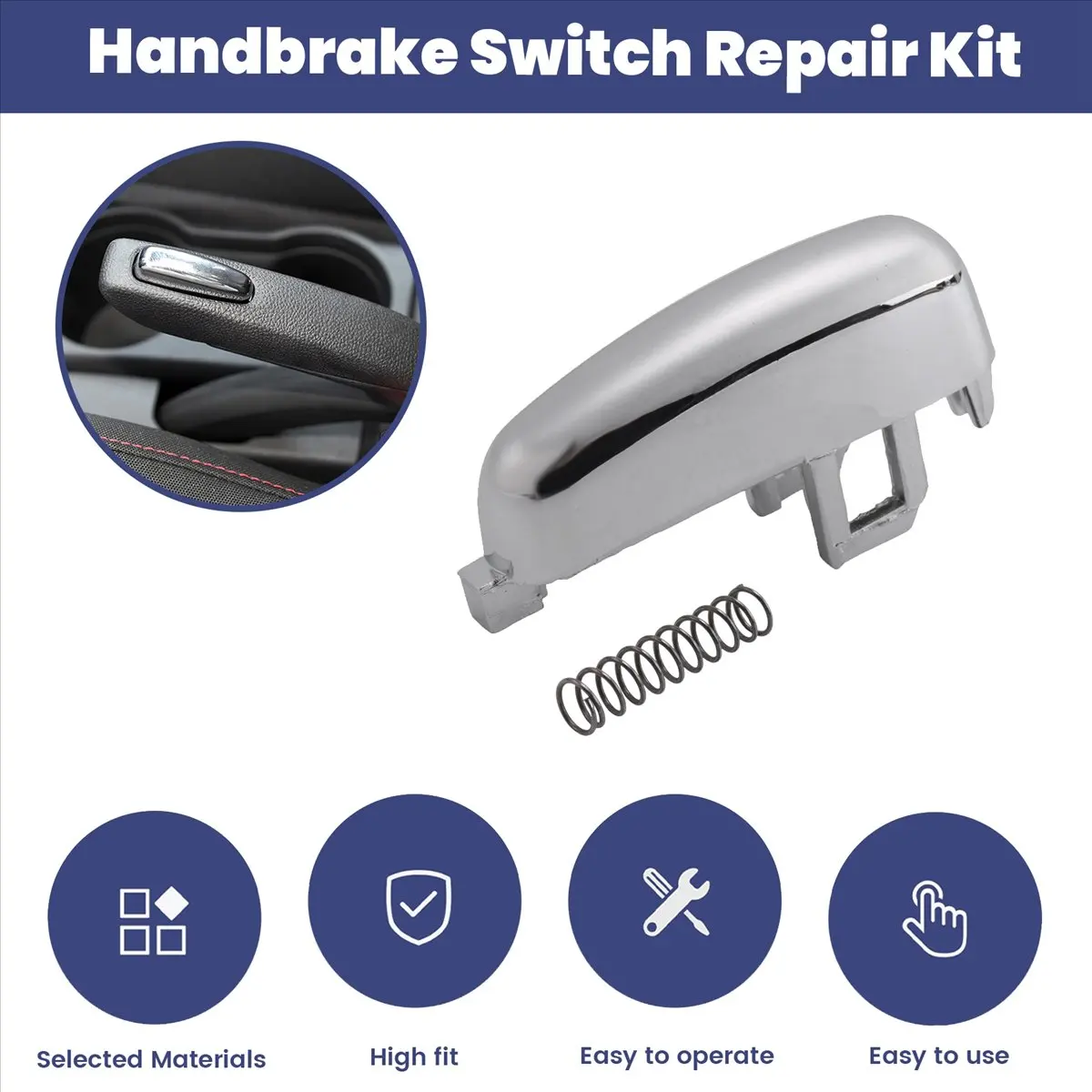 #18R Handbrake Button Switch,Handbrake Button Switch Repair Kit for Buick Vauxhall Opel Mokka X (silver)