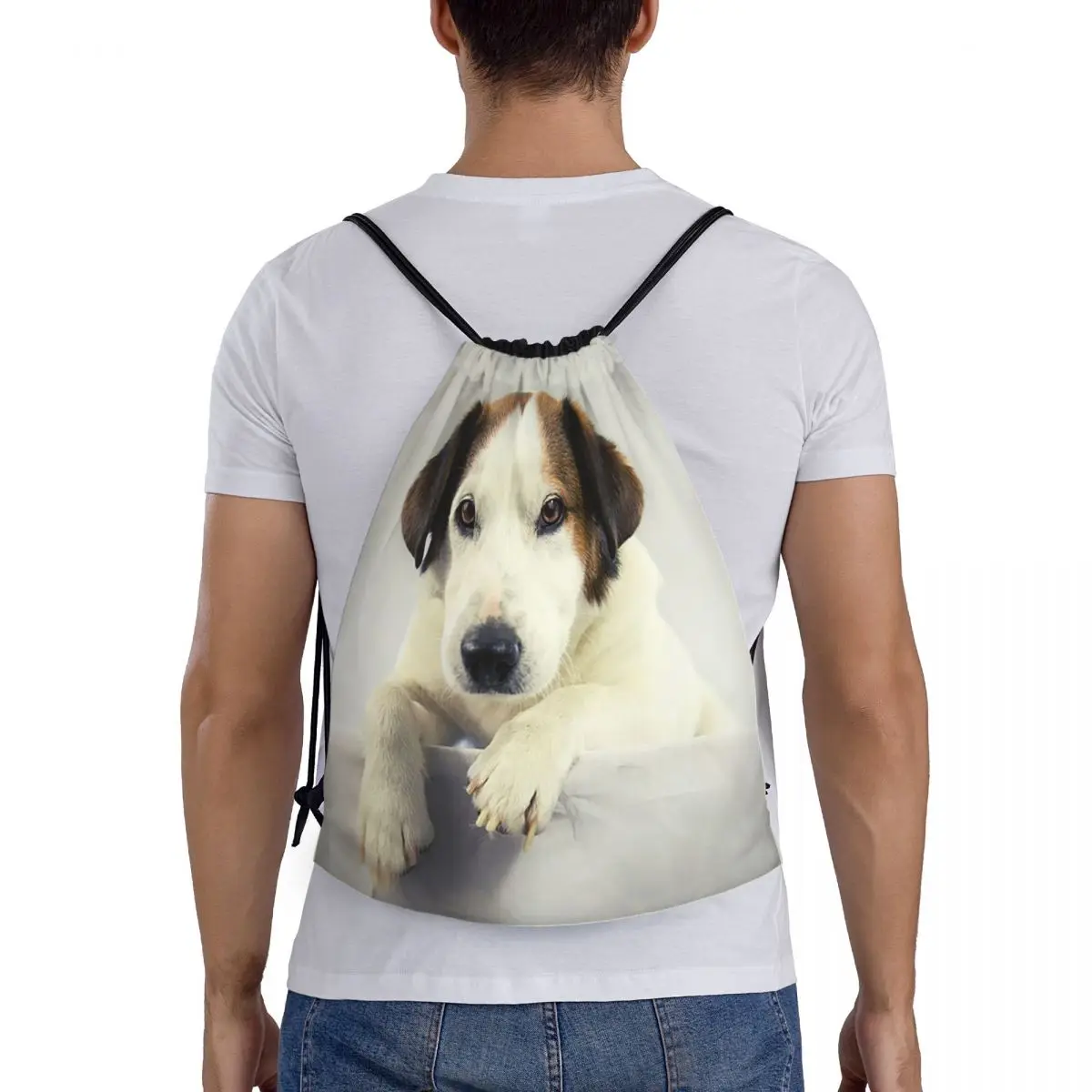Dog Jack Russell Terrier Photo Backpacks Portable Drawstring Bags Sundries Bag Book Bags for Travel School
