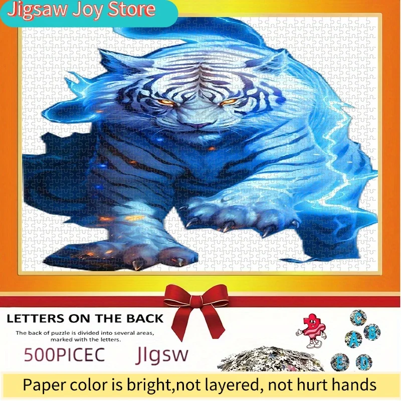 

Puzzle, DIY Paper Jigsaw, Blue Lightning White Tiger, Adult Puzzle, Suitable for Home Leisure Jigsaw, Office Jigsaw, Friends