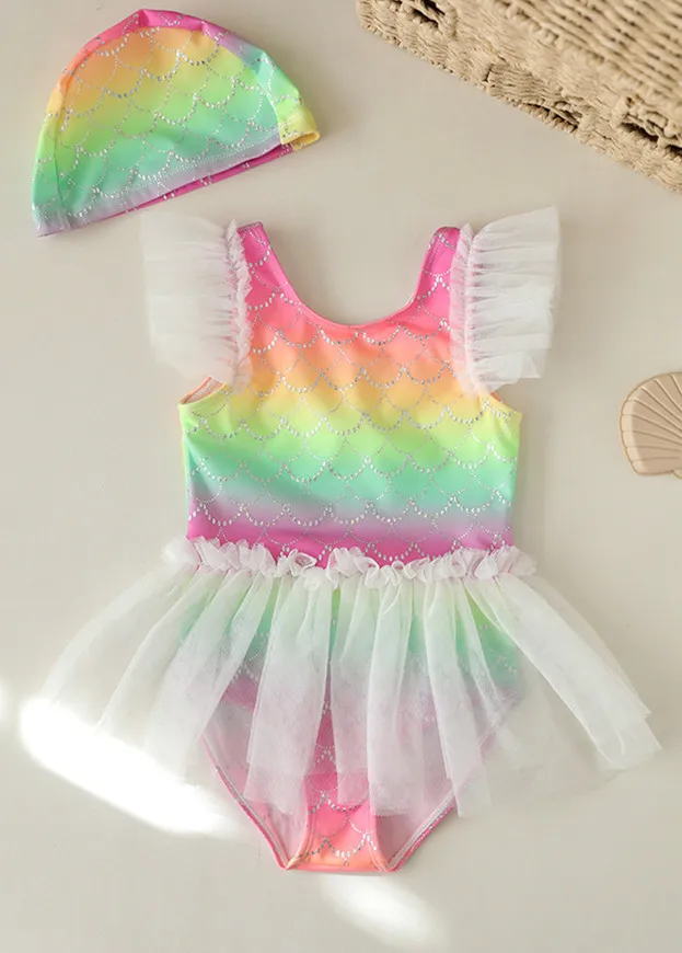 Child Girls Swimsuit With Cap Summer Girls Swimwear Upf50+ Bikinis 2026 Beach Wear Monokini Biquinis  traje de baño niña