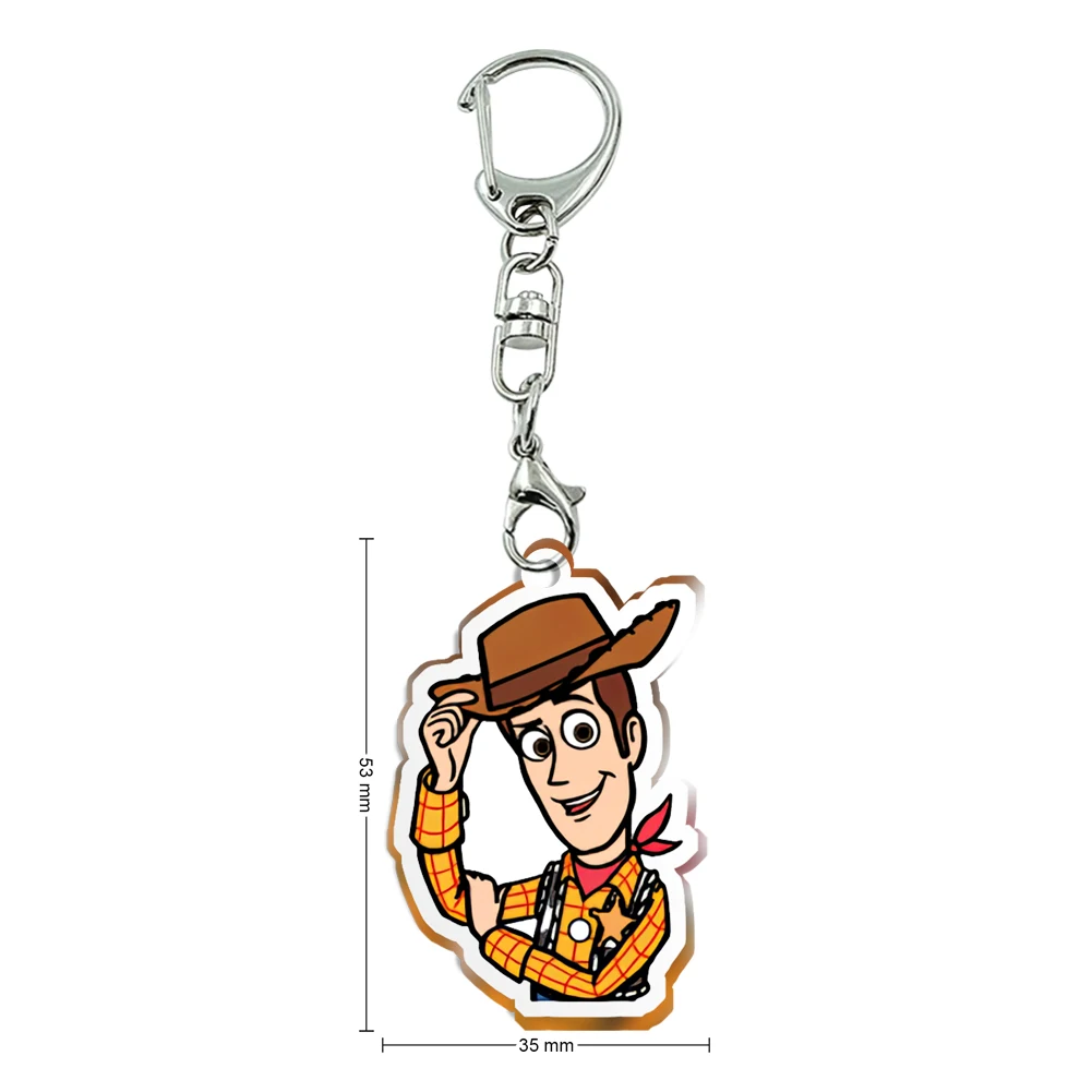 Disney-Porte-clés en acrylique transparent Toy Story Design, accessoires pour filles, pendentif ornement avec sac, petit cadeau, nouveau