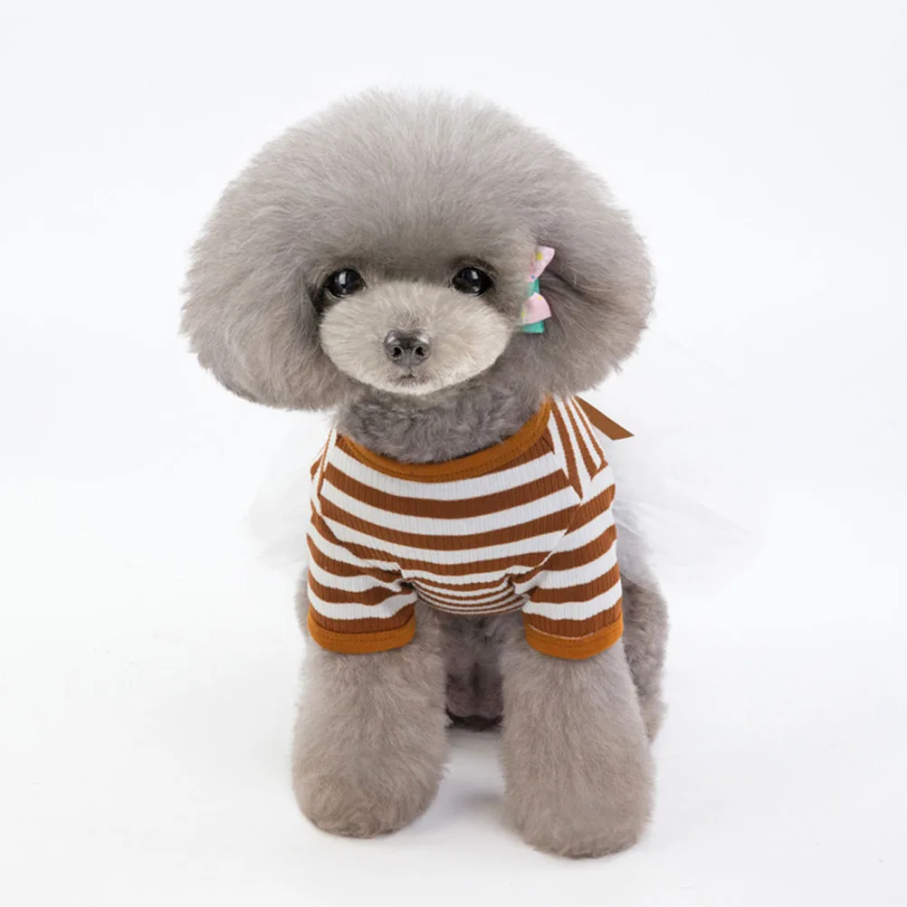 

Cotton Clothes Dress Fashion Stripe Gauzy For Puppy Comfortable Fit Durable Fabric Bright Color Pet Supplies Dog Skirt Pet Dog
