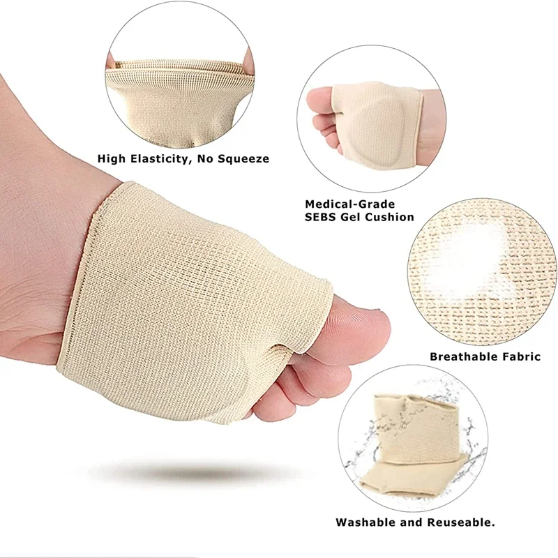 Neue Metatarsal-Pads für Damen und Herren, Vorfußpolster für die Fußsohle, Halbsocken-Unterstützung, weiches Gel-Fußkissen, 1 Paar – Detail 6